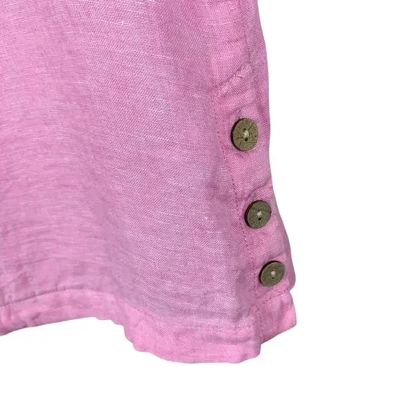 Cynthia Rowley Linen Shirt Pink Short Sleeve Top  Women’s M - Picture 4 of 7